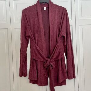Marika tie front active cardigan size Large. maroon & dark gray